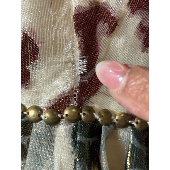 NEW Defects Free People Shimmering Champagne Paisley Mini Dress Sz 4 Green Red - Picture 12 of 13